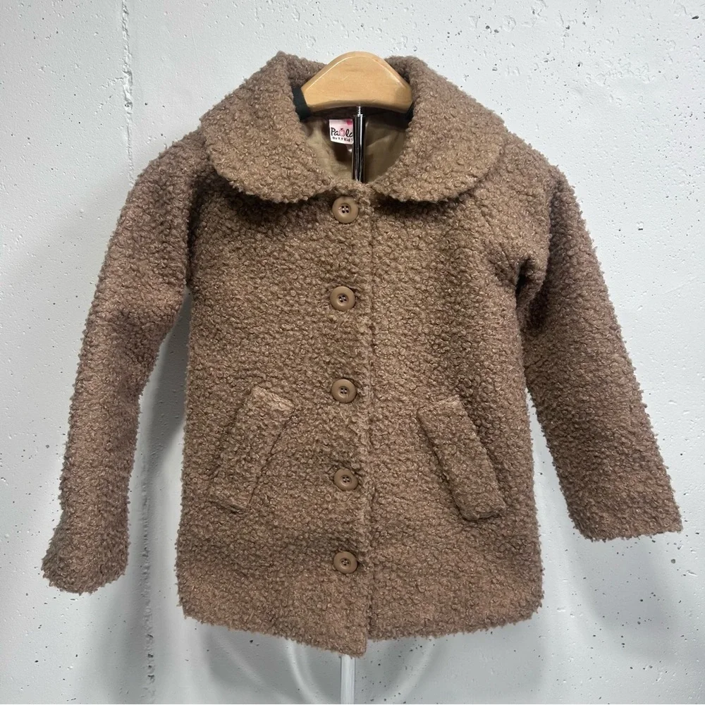 Paola Toddler Girls Brown Teddy Bear Cozy Jacket 4T